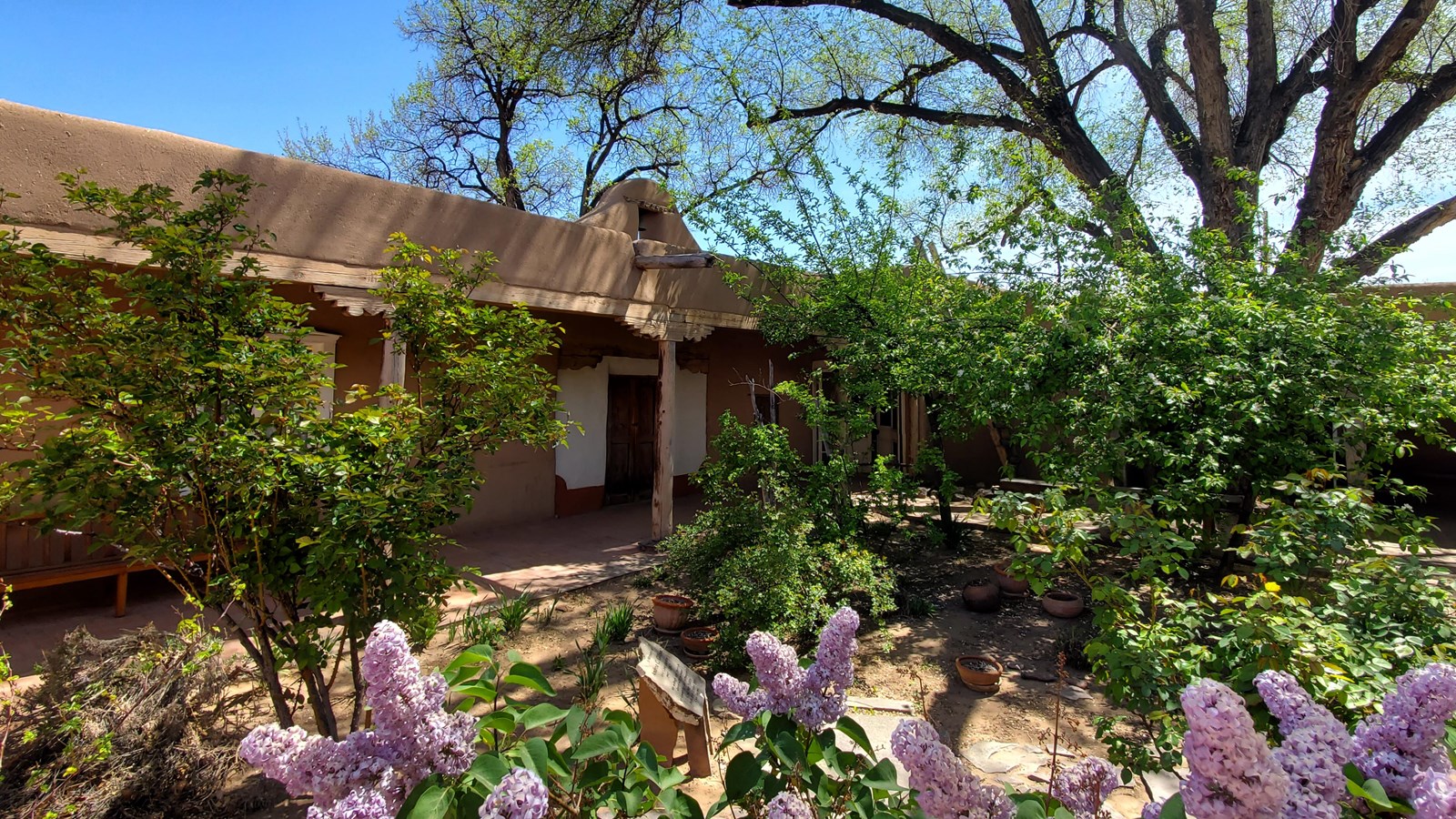 Lush gardens leading to the historic Casa San Ysidro, welcoming visitors to explore its charm.